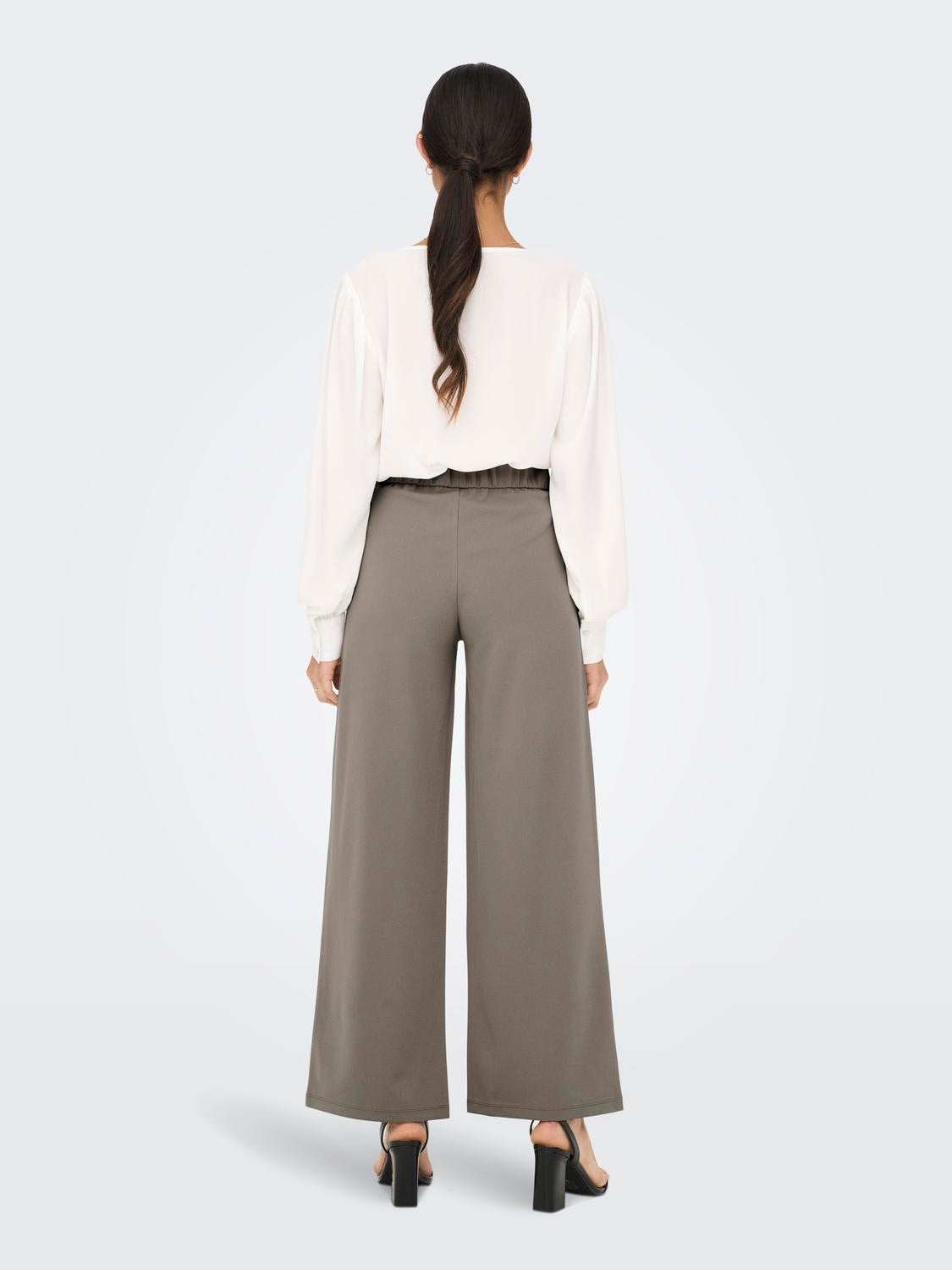 JDYLOUISVILLE Hohe Taille Weiter Beinschnitt Hose mit weitem Beinschnitt Driftwood