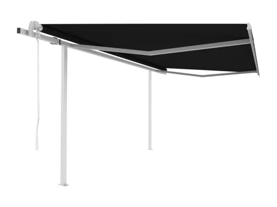Auvent automatique rétractable avec poteaux 4,5x3,5m Anthracite