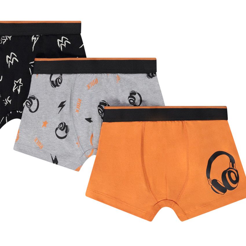 Lot de 3 boxers motifs musique pour garçon - Gris chiné