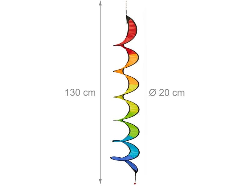 relaxdays Windrad Regenbogen 2er Set 130 cm Windspirale