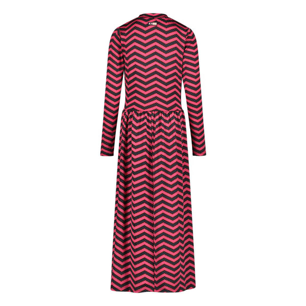 B.Nosy gestreepte maxi jurk koraalrood/blauw