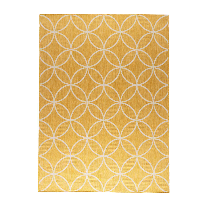 Geometrisch buitenkleed - Faro Ripple Geel