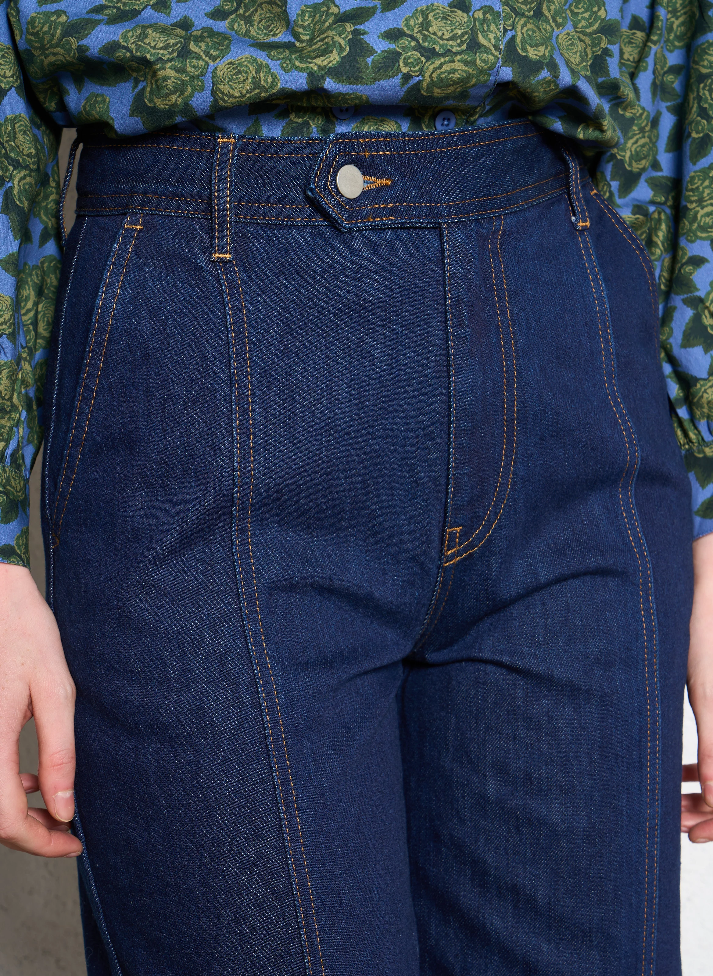 BERTA - Jean brut droit en coton | Bleu