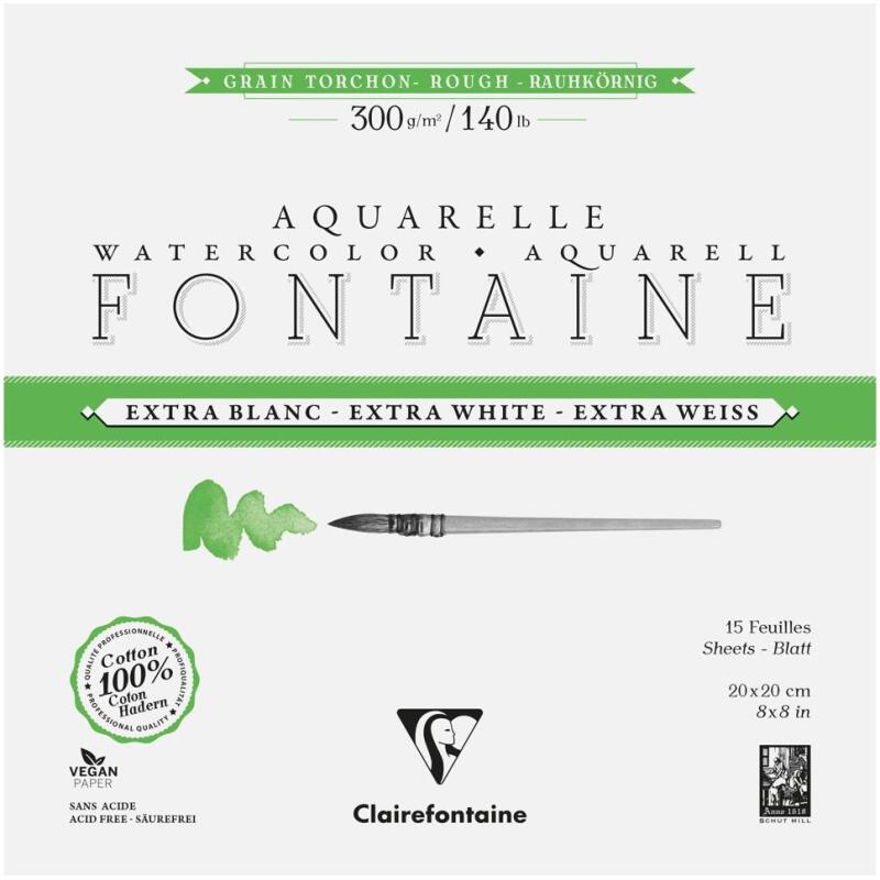 Fontaine Extra Blanc Grain Torchon bloc collé 4 côtés 15F 20x20cm 300g