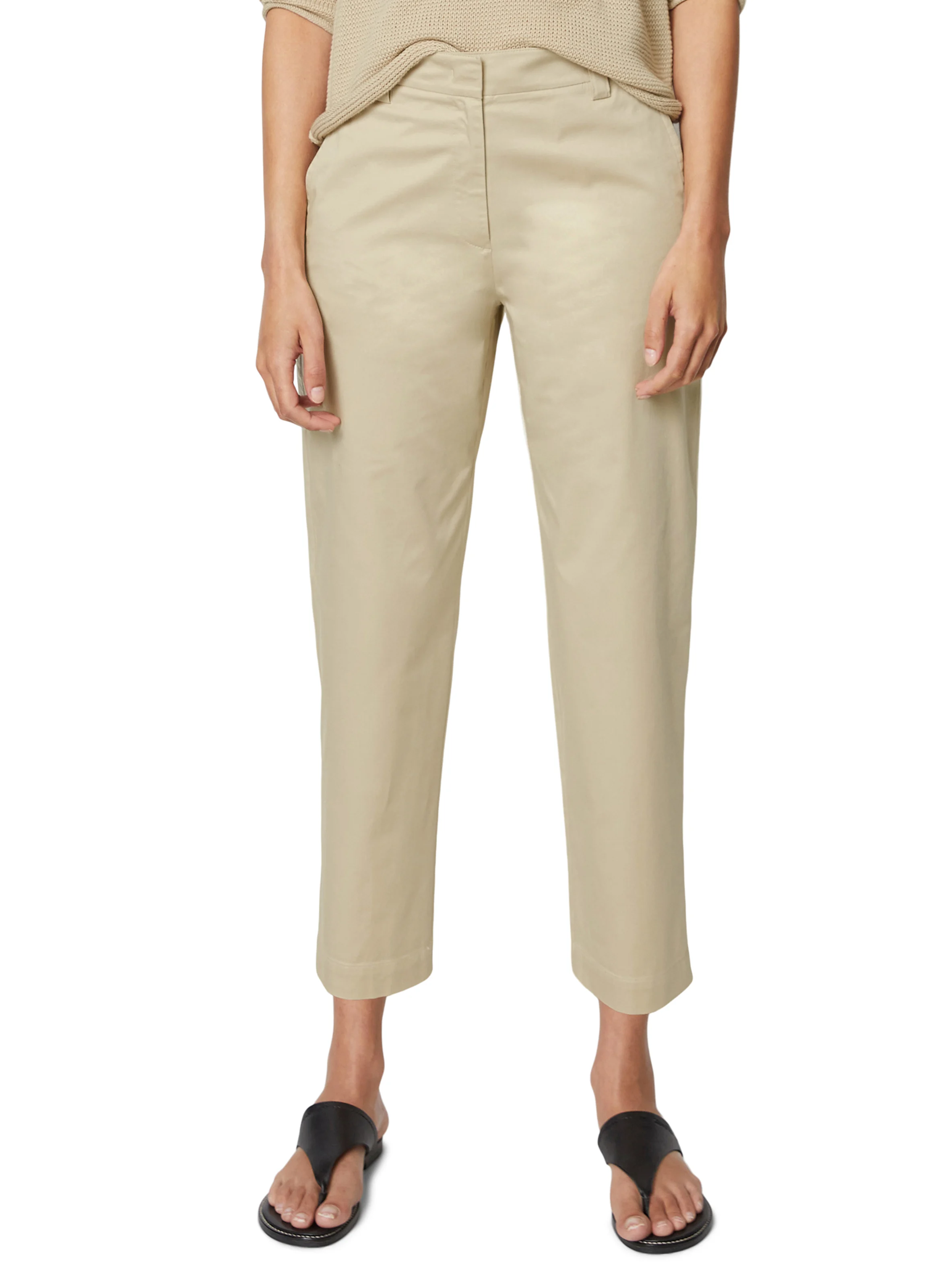Pantalon droit en coton bio mélangé | Beige