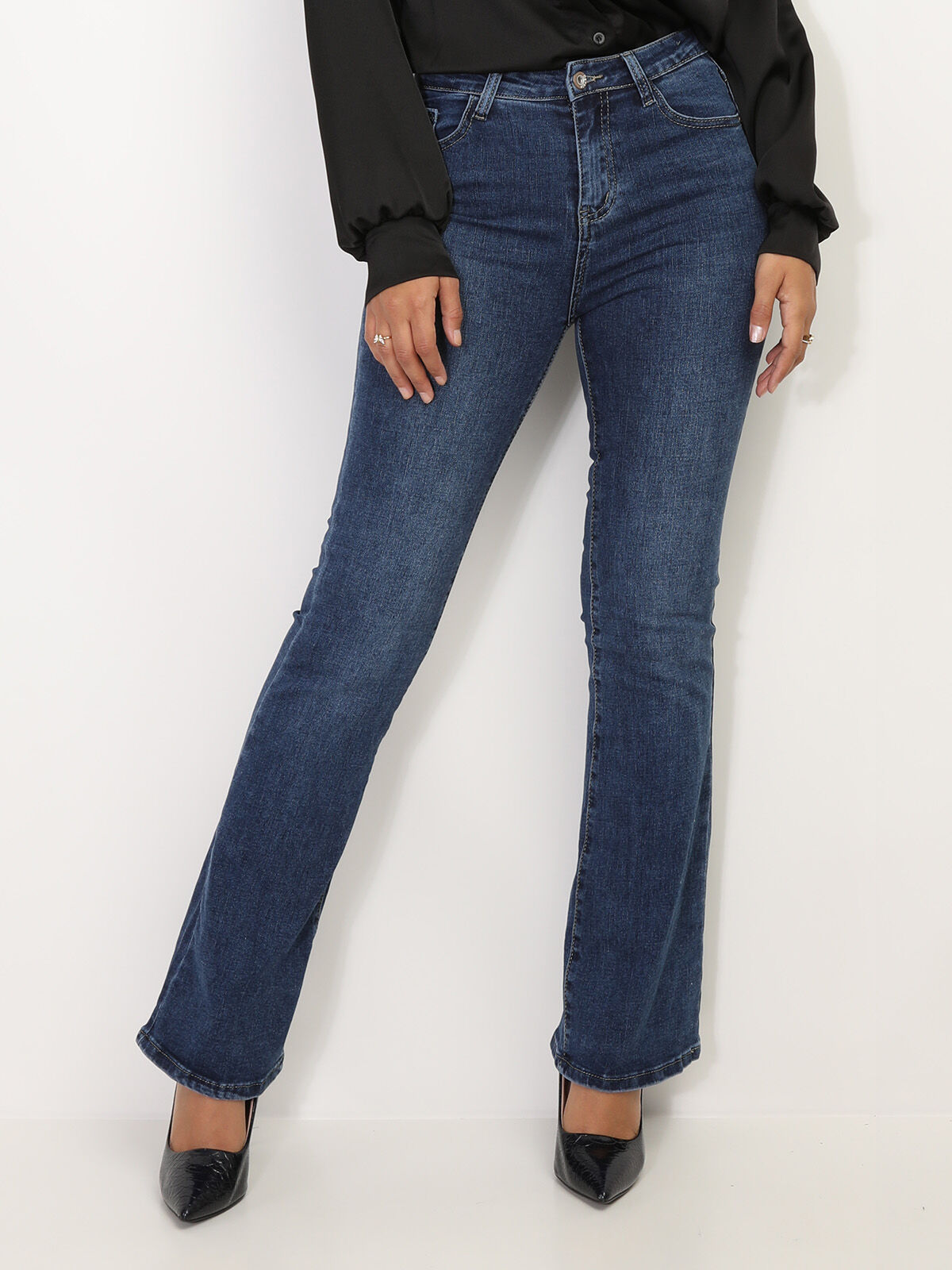 Jeans flare basique- Bleu foncé