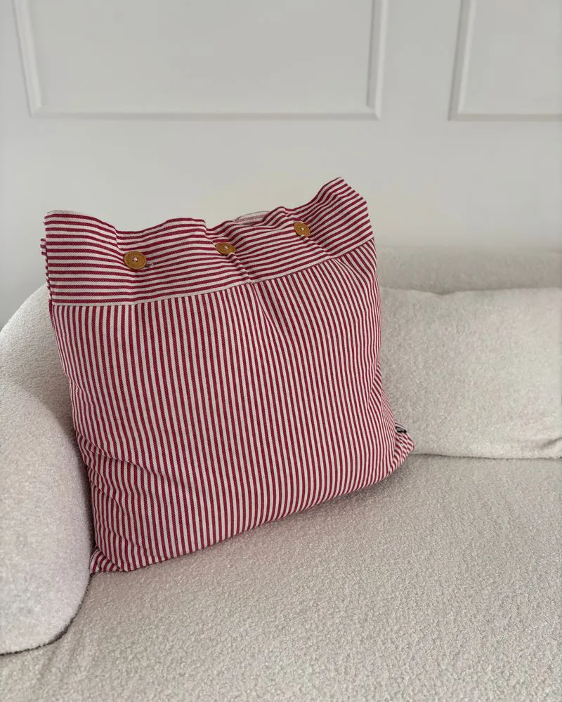 Set van 2 sierkussens AALITA Katoen 45 x 45 cm Rood gestreept