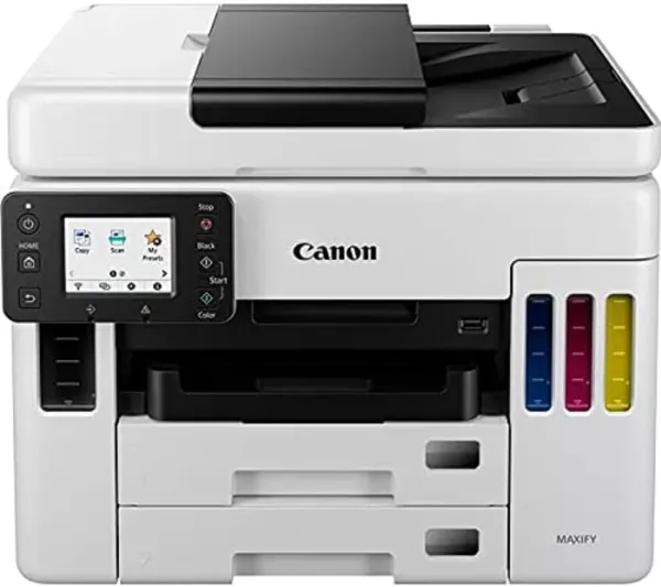 Canon MAXIFY GX7050 - Multifunktionsprinter - farve - blækprinter - kan genopfyldes - Legal (216 x 356 mm)/A4 (210 x 297 mm) (original) - A4/Legal (medie) - op til 24 ipm (udskriver) - 600 ark - 33.6 Kbps - LAN, Wi-Fi(n), USB 2.0, USB vært