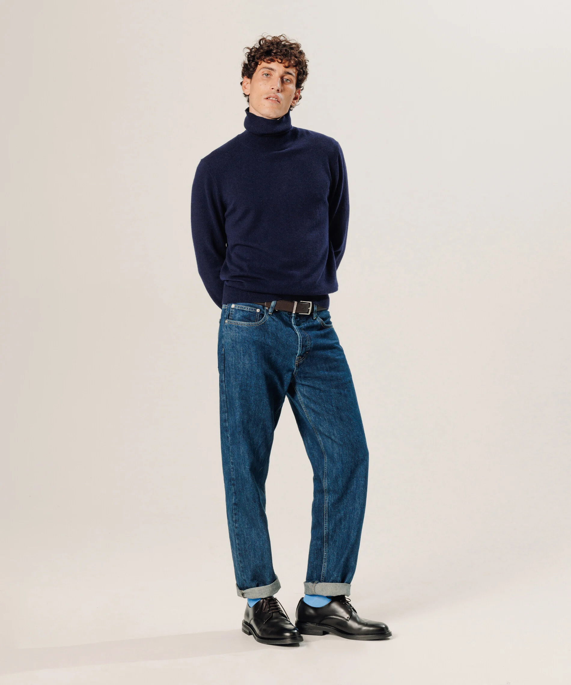 Pull col roulé en cachemire | Bleu