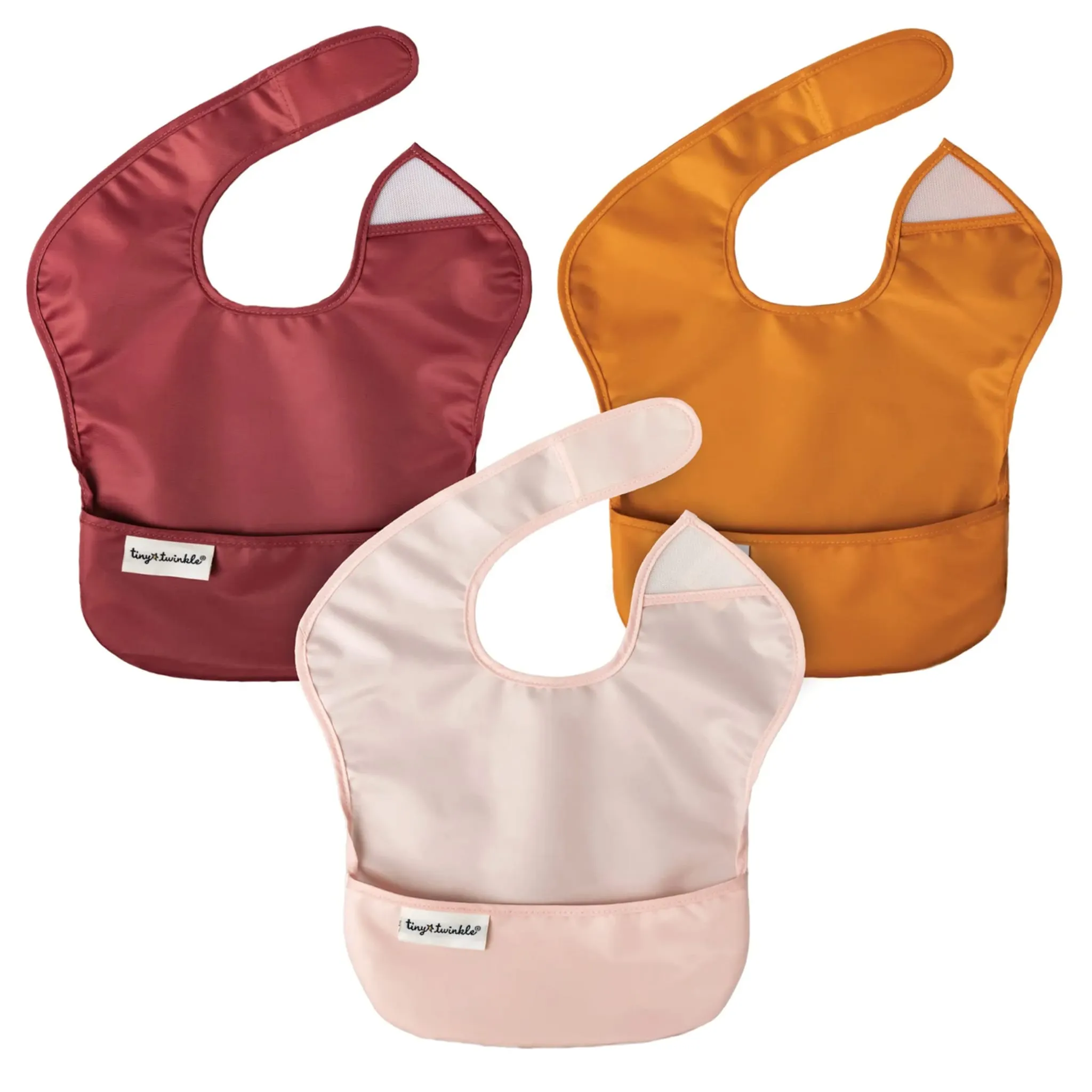 Tiny Twinkle Bavoir (3) Imperméable - Rose  Bourgogne  Canelle