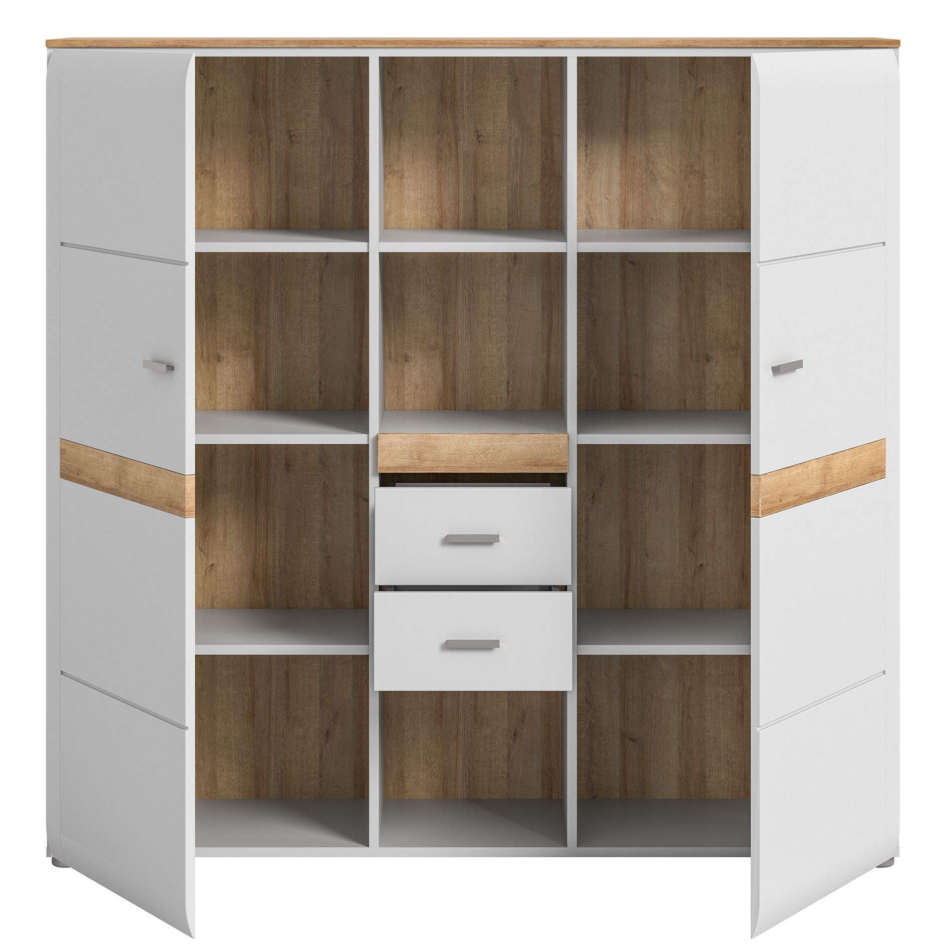 Highboard ASHTON - ashgrey matt-Rivera Eiche - 141 cm