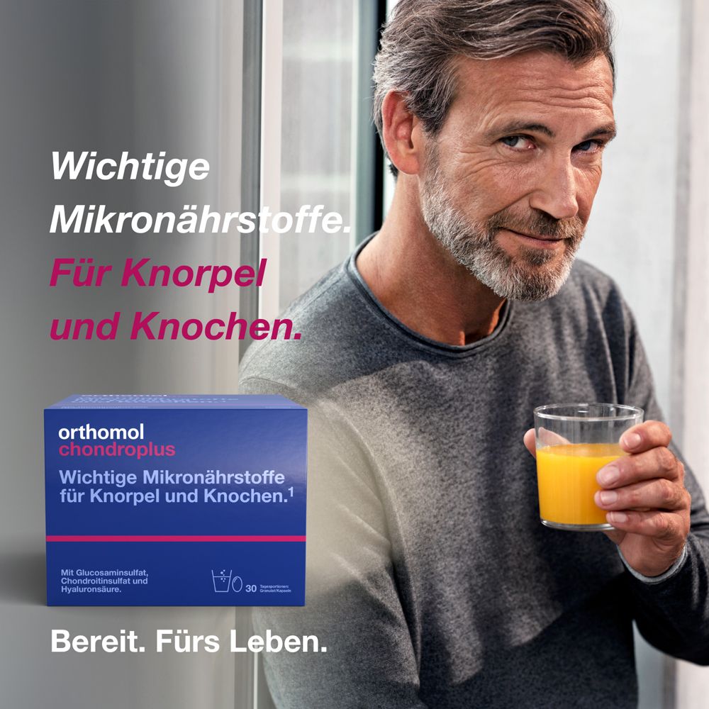 Orthomol chondroplus - Nährstoffe für Knorpel und Knochen - mit Glucosamin-, Chondroitinsulfat und Hyaluronsäure - Granulat/Kapseln