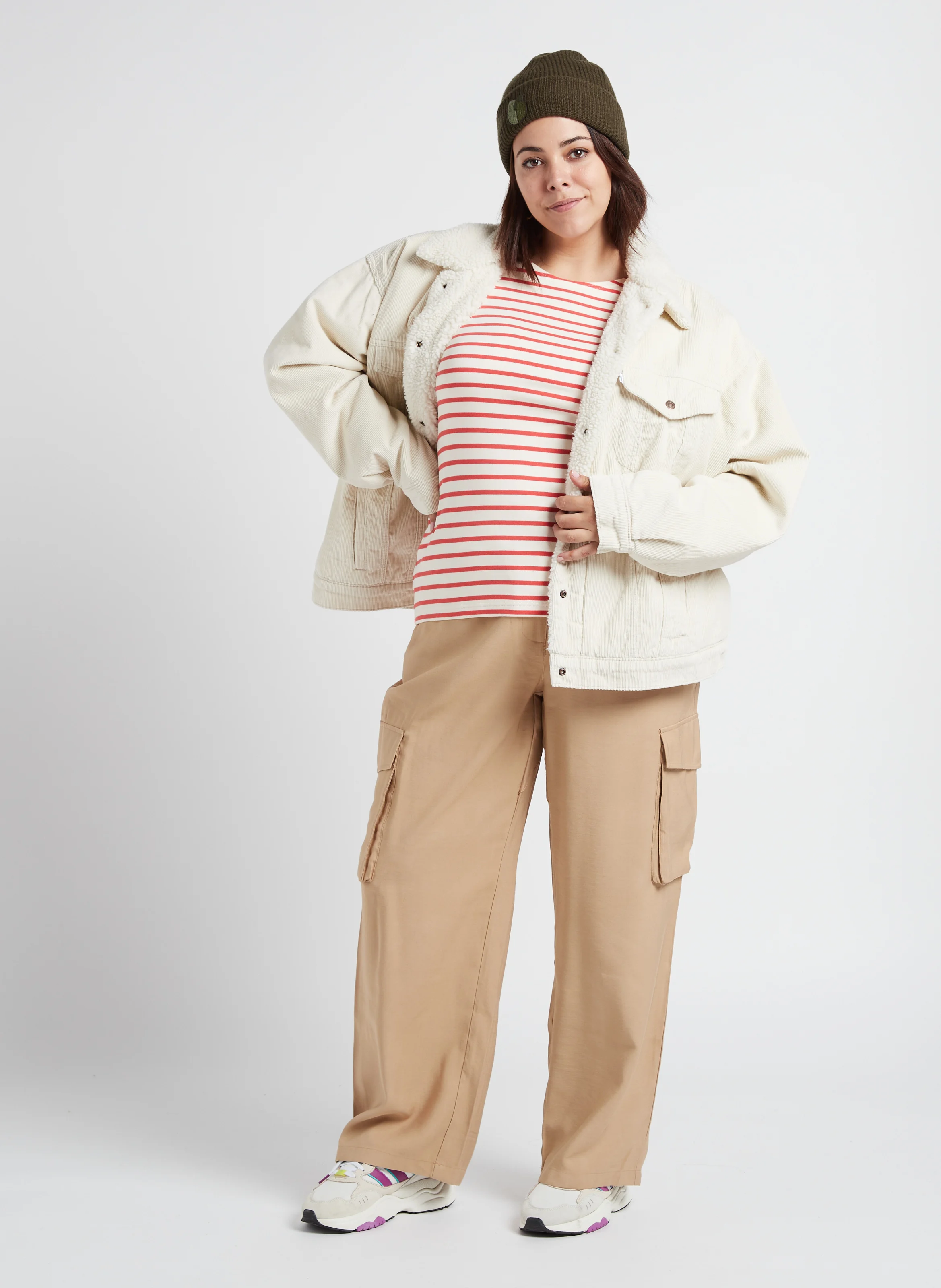 PL 90S SHERPA TRUCKER - Veste en jean et fausse fourrure en coton | Beige