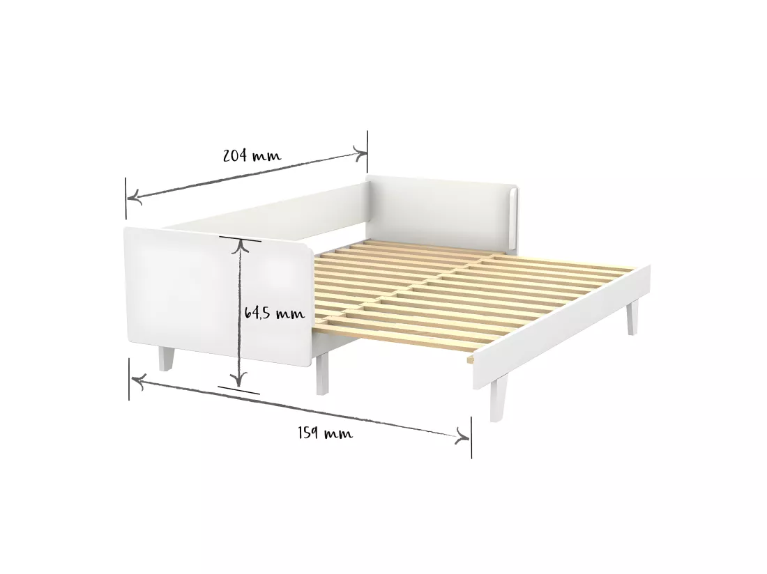 Pack lit gigogne avec matelas 80x200 cm bois massif blanc CAPRI