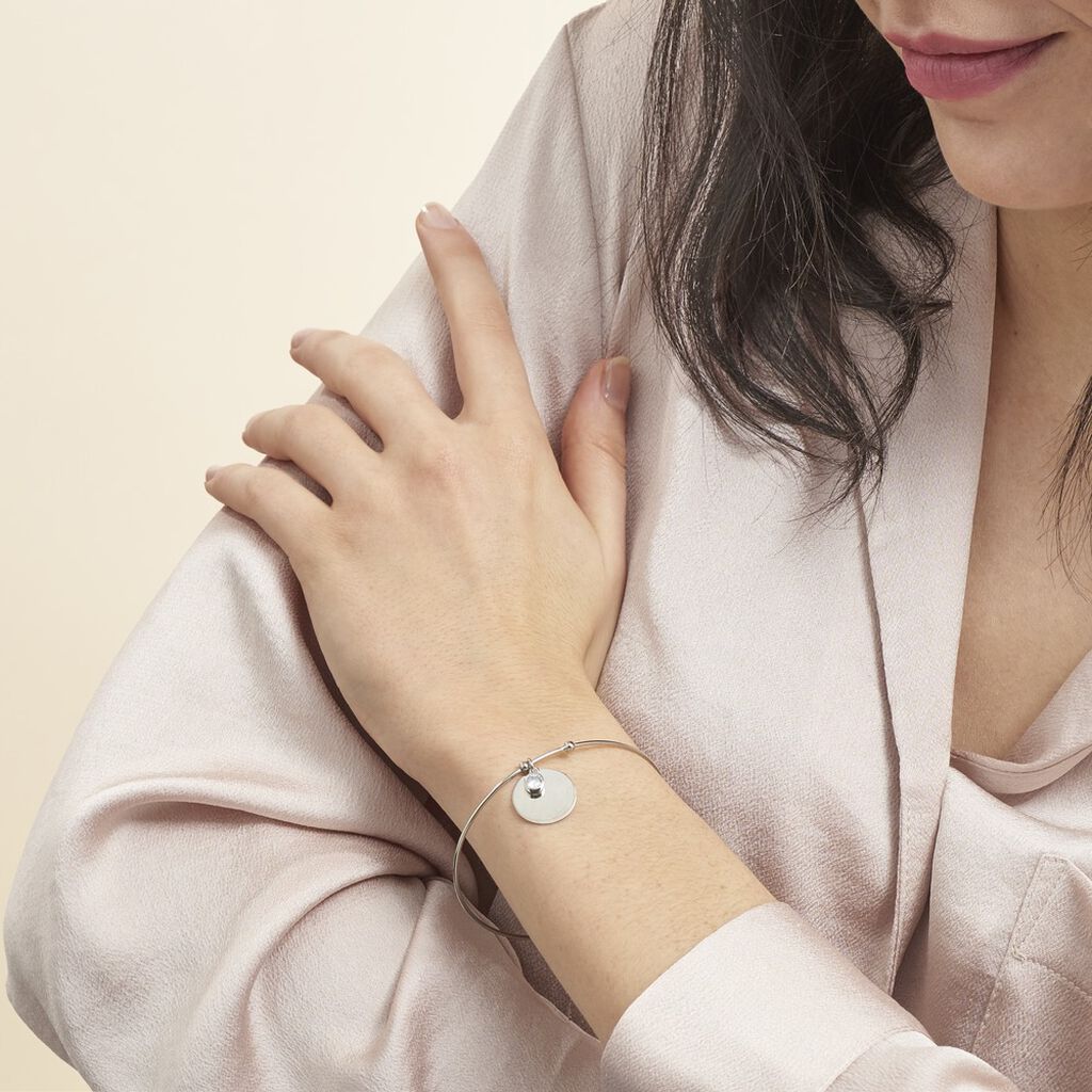 Bracelet Jonc Paula Argent Blanc Oxyde De Zirconium