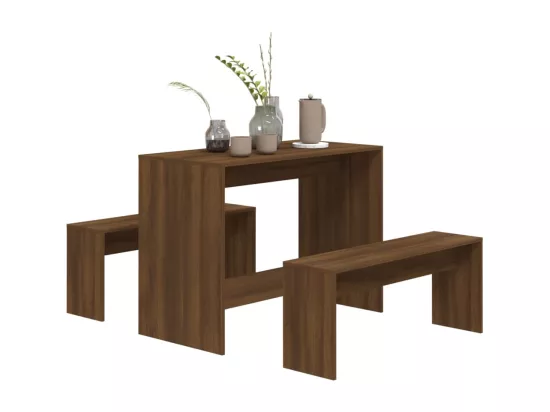 Ensemble à manger 3 pcs Chêne marron Bois d'ingénierie