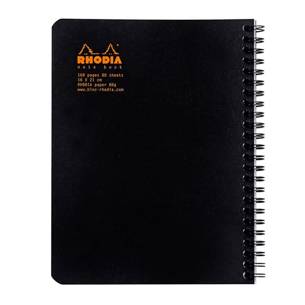Spiralblock Svart A5+ Prickat Rhodia