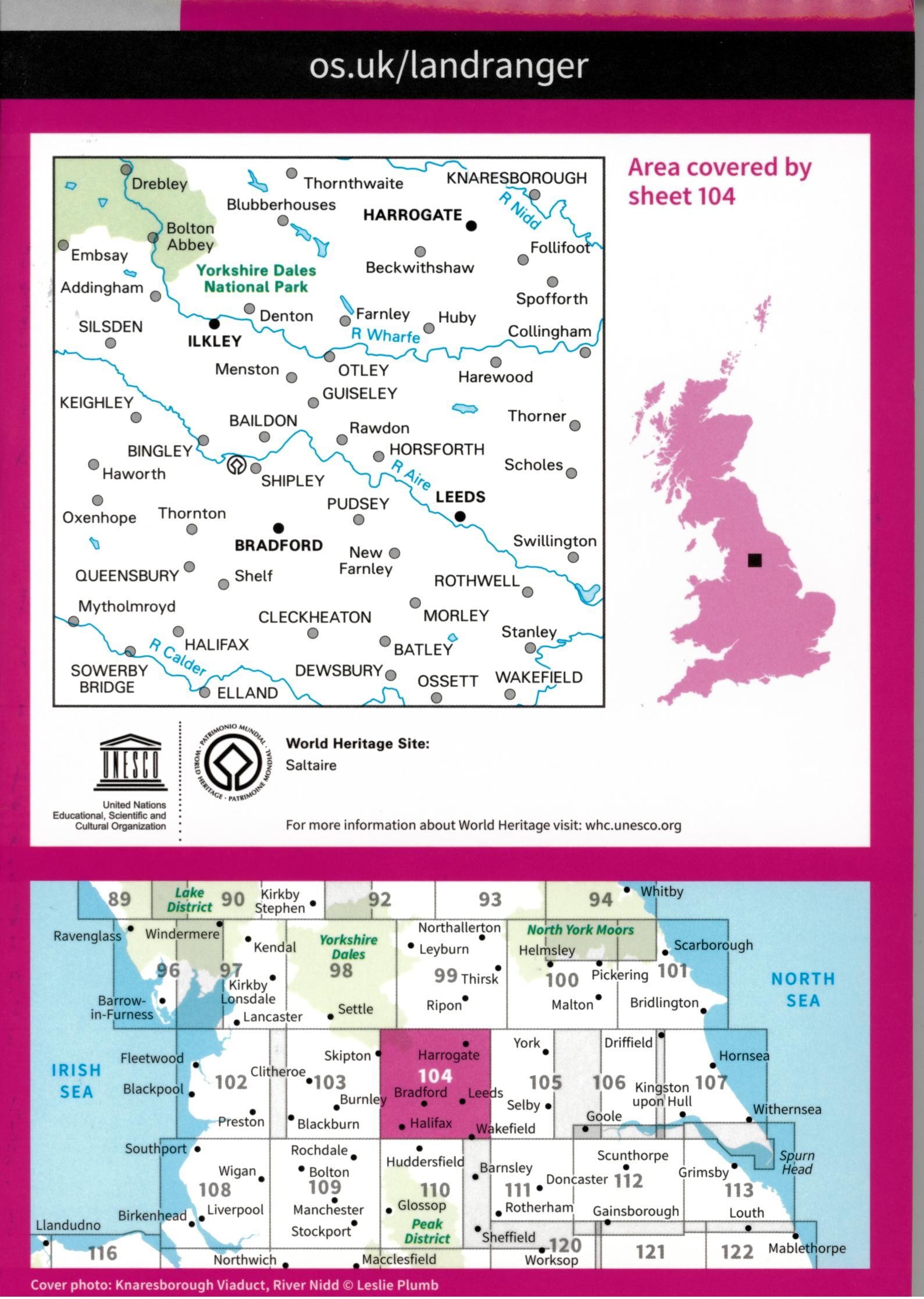 ORDNANCE SURVEY - 104 GB LEEDS BRADFORD 1 50 000