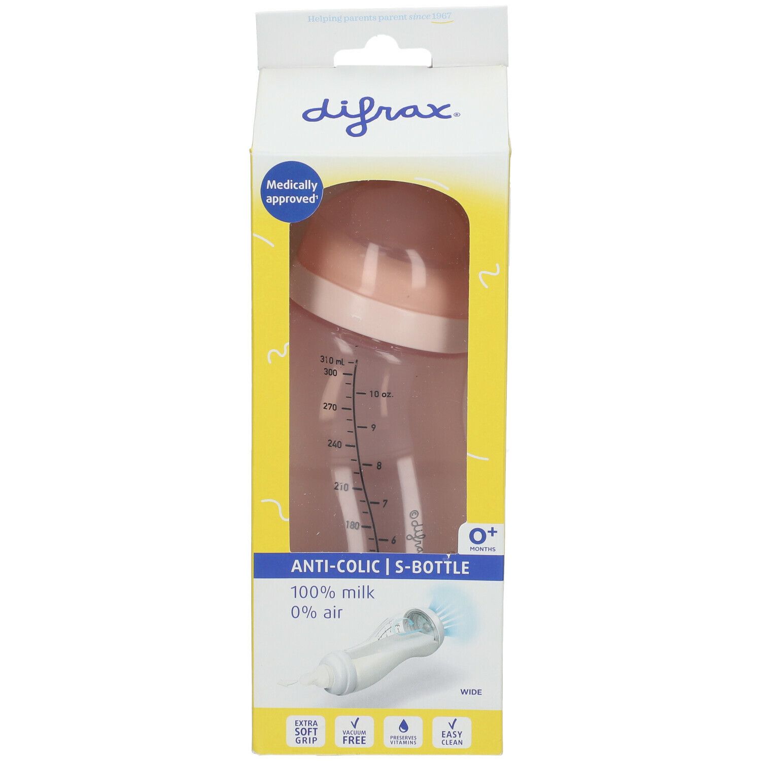 difrax® Anti-Kolik Babyflasche S Wide - Blossom 310 ml