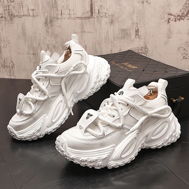 Mr Ozera - Mesh Panel Veterschoenen Platform Sneakers