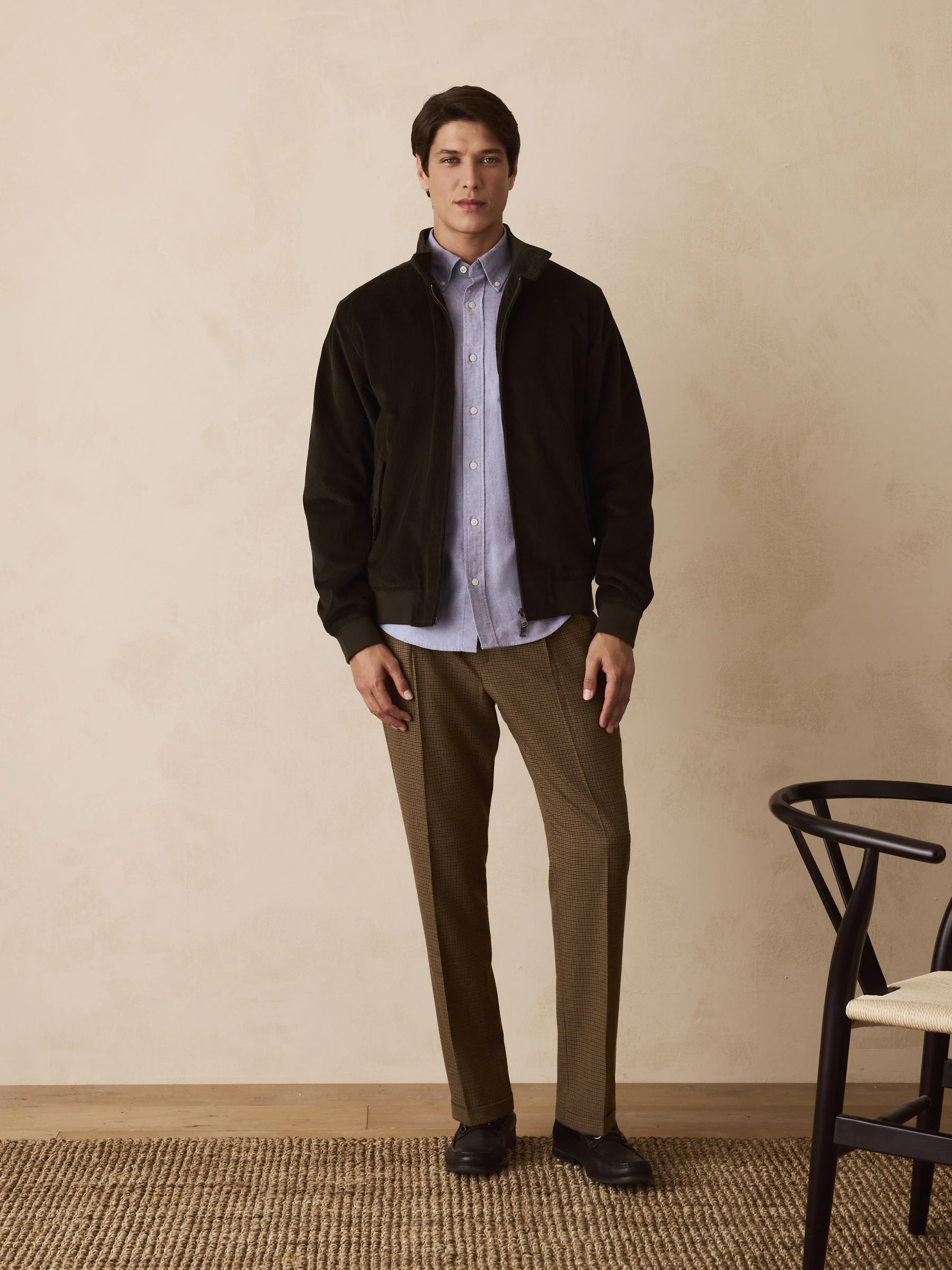 Bruin pied-de-poule - Slim Fit - Smart Textured Trousers