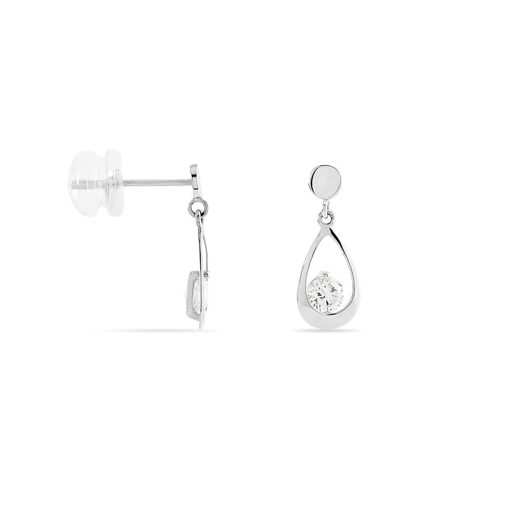 Boucles D'oreilles Pendantes Phaenna Or Blanc Oxyde De Zirconium