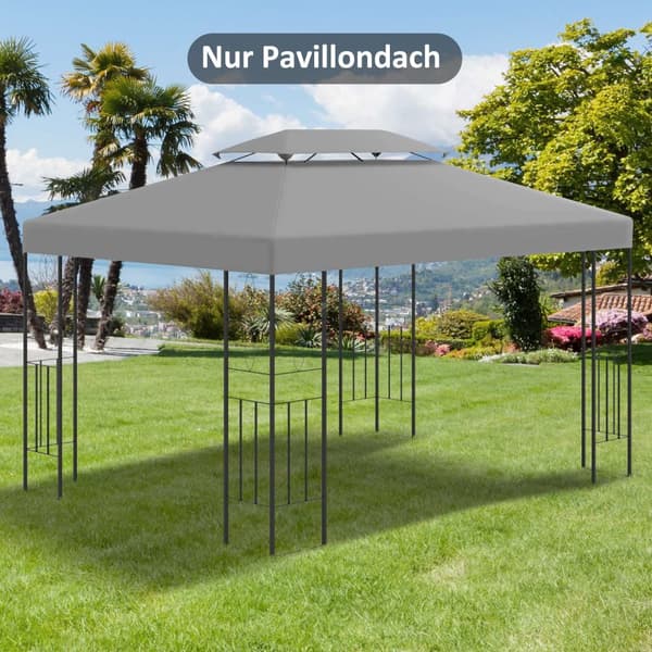 Erstatningstak Lysthustak For Hagelysthus, Polyester, 3X4M, Lysegrå