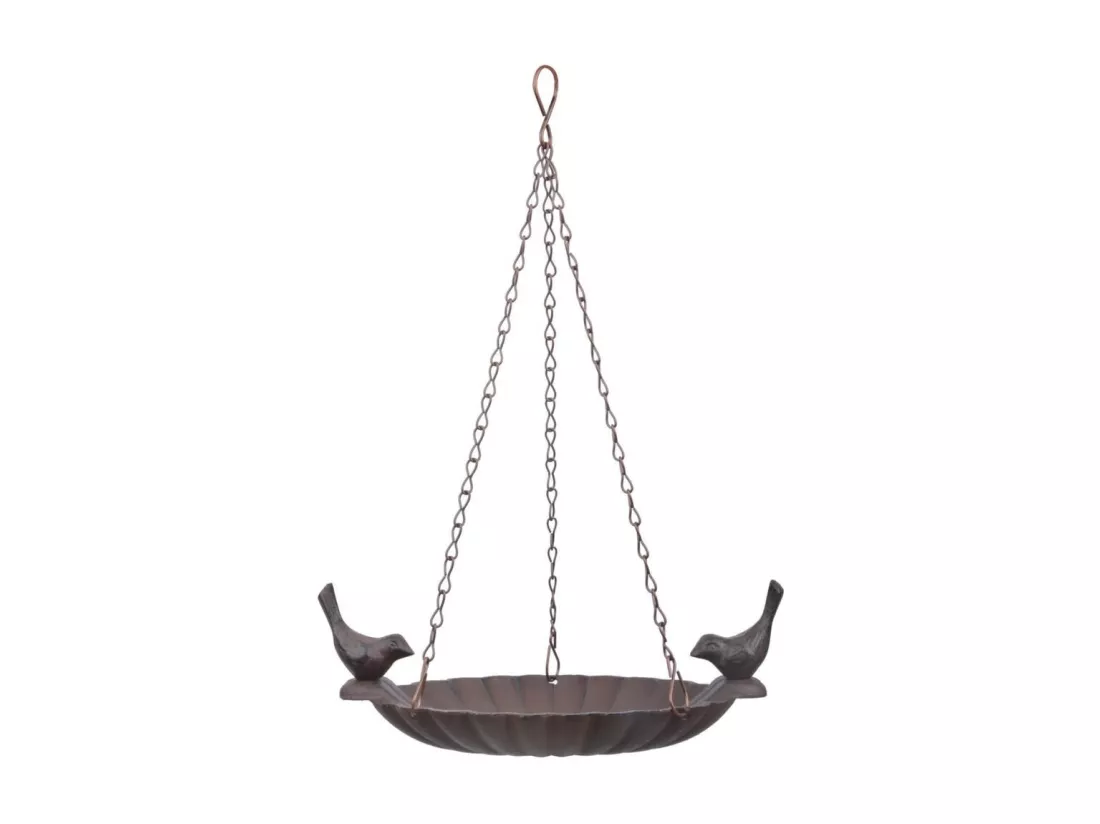 Mangeoire à oiseaux suspendu avec oiseau décoratif 2 oiseaux