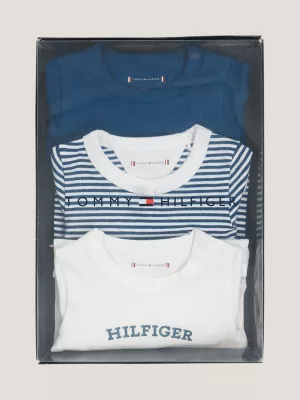 Conjunto de 3 bodies de manga comprida Hilfiger Monotype em caixa de presente
