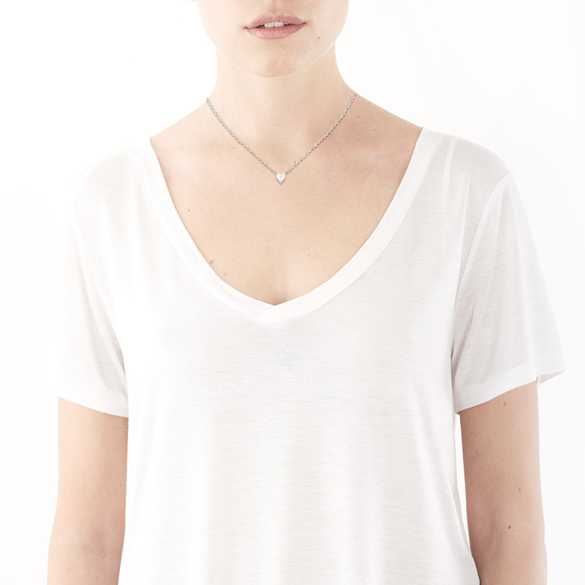 Collier argent 925 coeur zirconia 45 cm