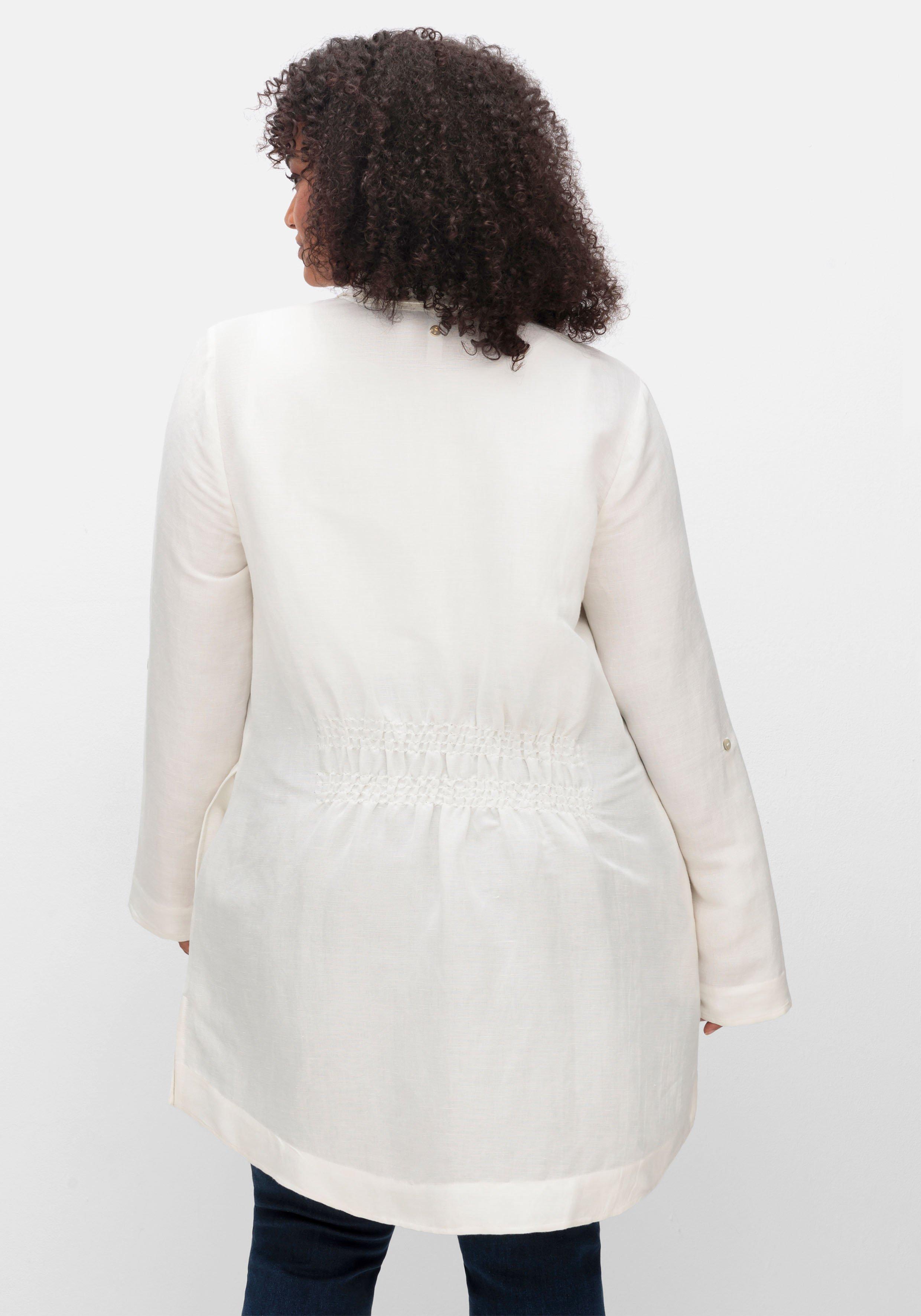 Longbluse in Leinenoptik, mit Gummizug hinten