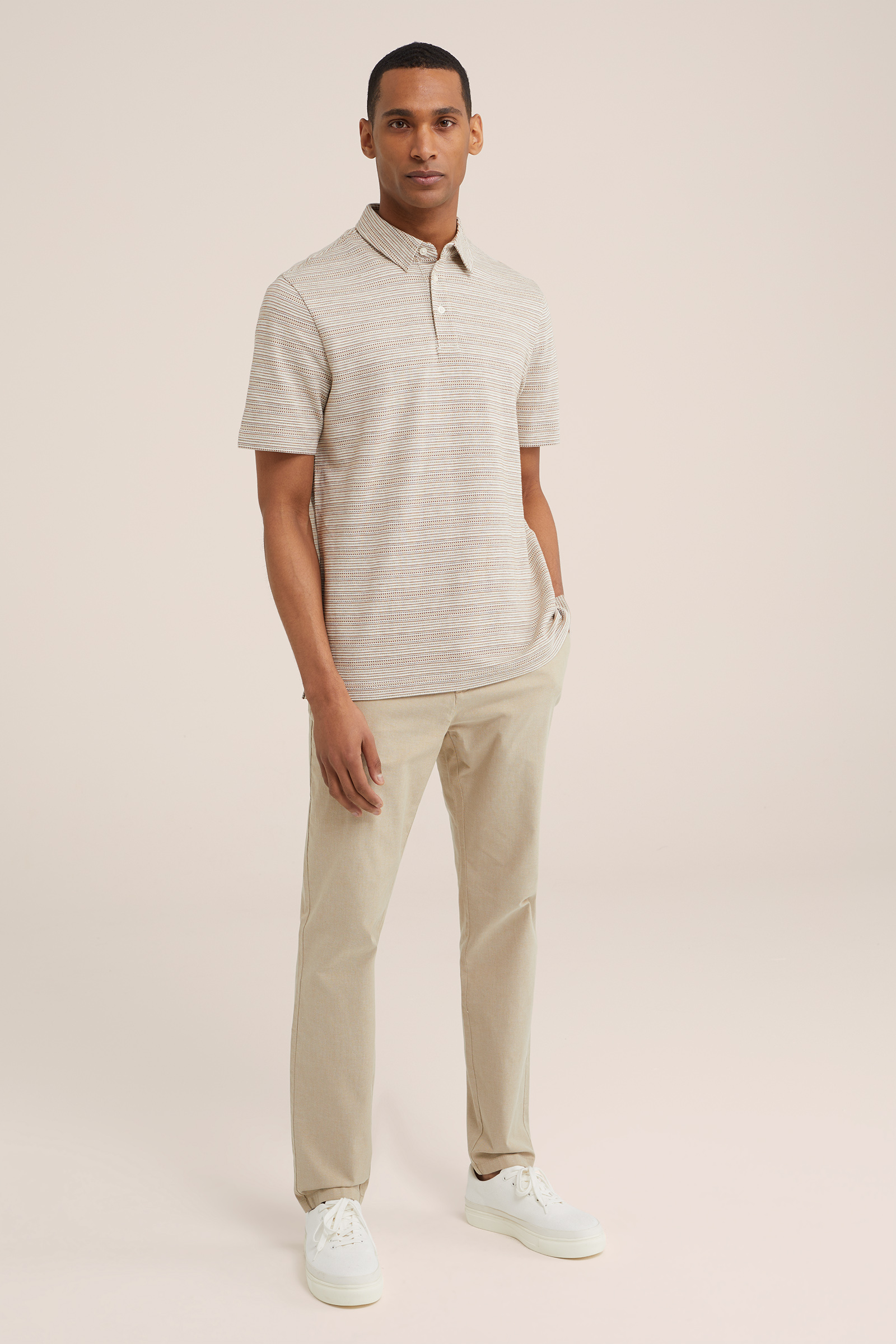 polo met dessin WE Fashion Beige
