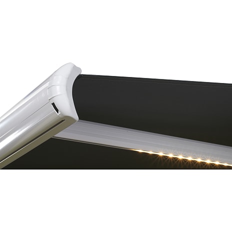 Rivoli markise med motor og LED lys L: 4,8 x D: 3 meter - hvid/grå