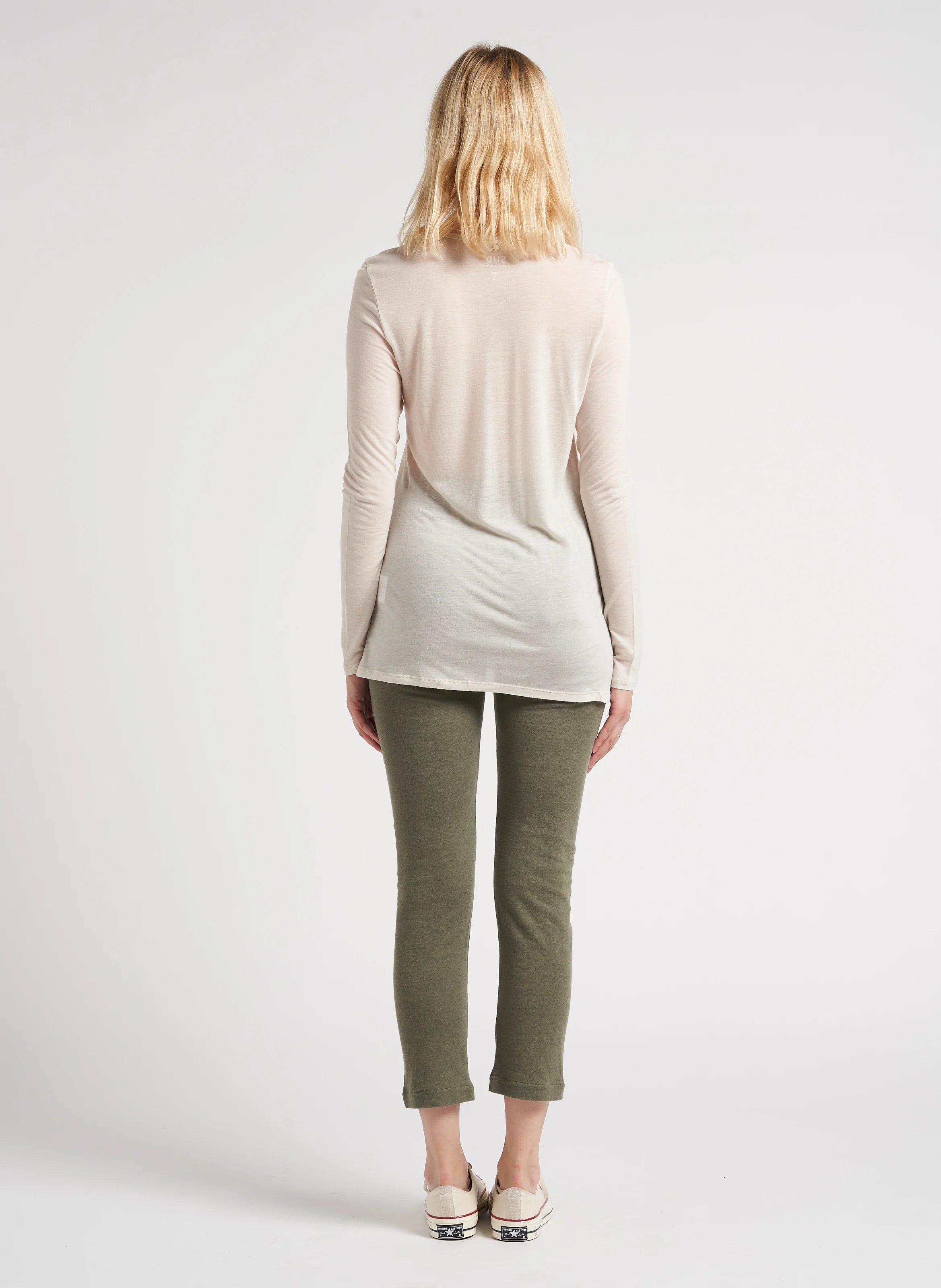 Pantalon droit en coton mélangé| Vert