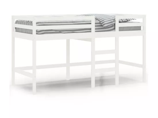 Lit mezzanine enfants échelle blanc 90x190 cm bois pin massif