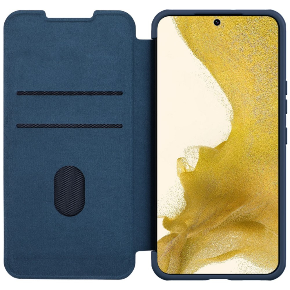 Samsung Galaxy S23 5G Leder Tasche Cam-Slider Kameraschutz - Blau