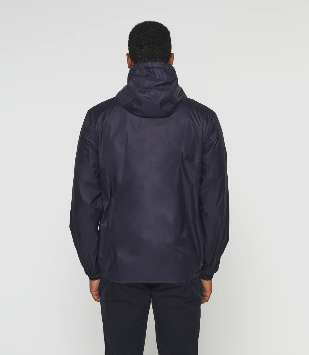 Blouson à capuche réversible marine et gris 