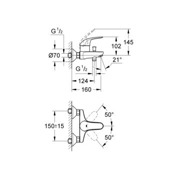 GROHE badkraan Swift met hendel Chroom 15 cm