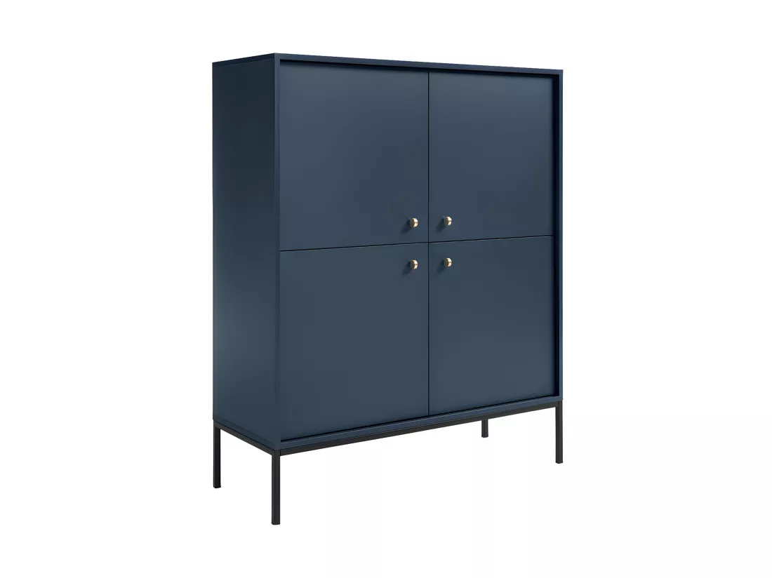 Buffet haut - 4 portes - Bleu - BOGDAN