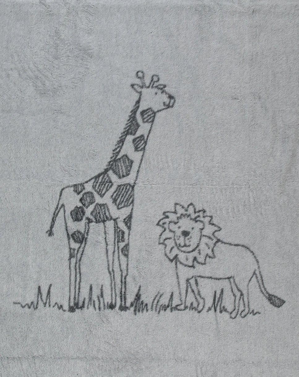 Kuscheldecke PANDA - GIRAFFE UND LÖWE (100x150) in grau