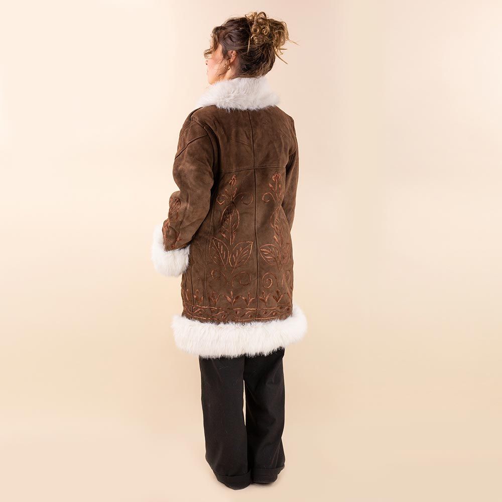 Afghan coat Samina bruin embroidery