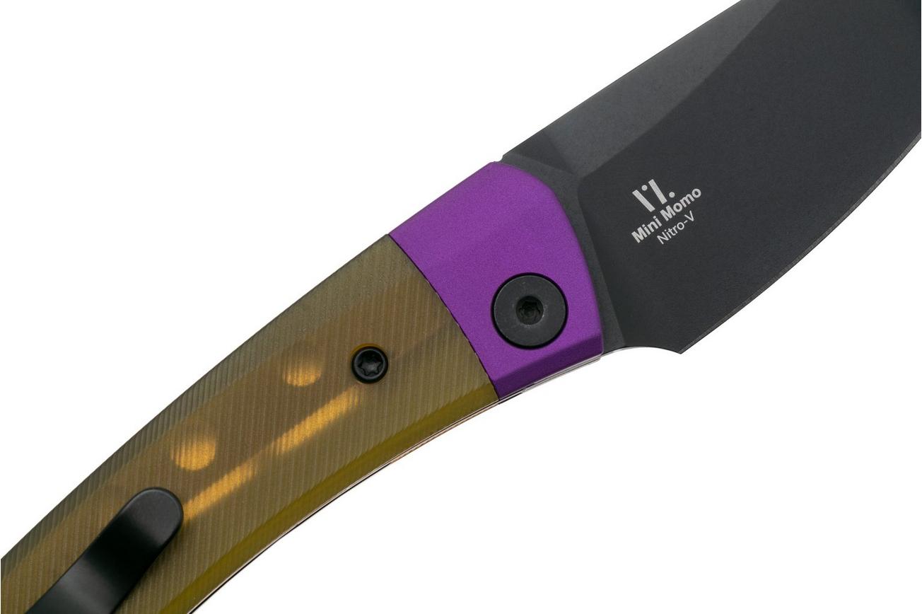 Kizer Vanguard Mini Momo V3663A1 Black 154CM, Yellow Ultem, zakmes, Vladimir Legachev design