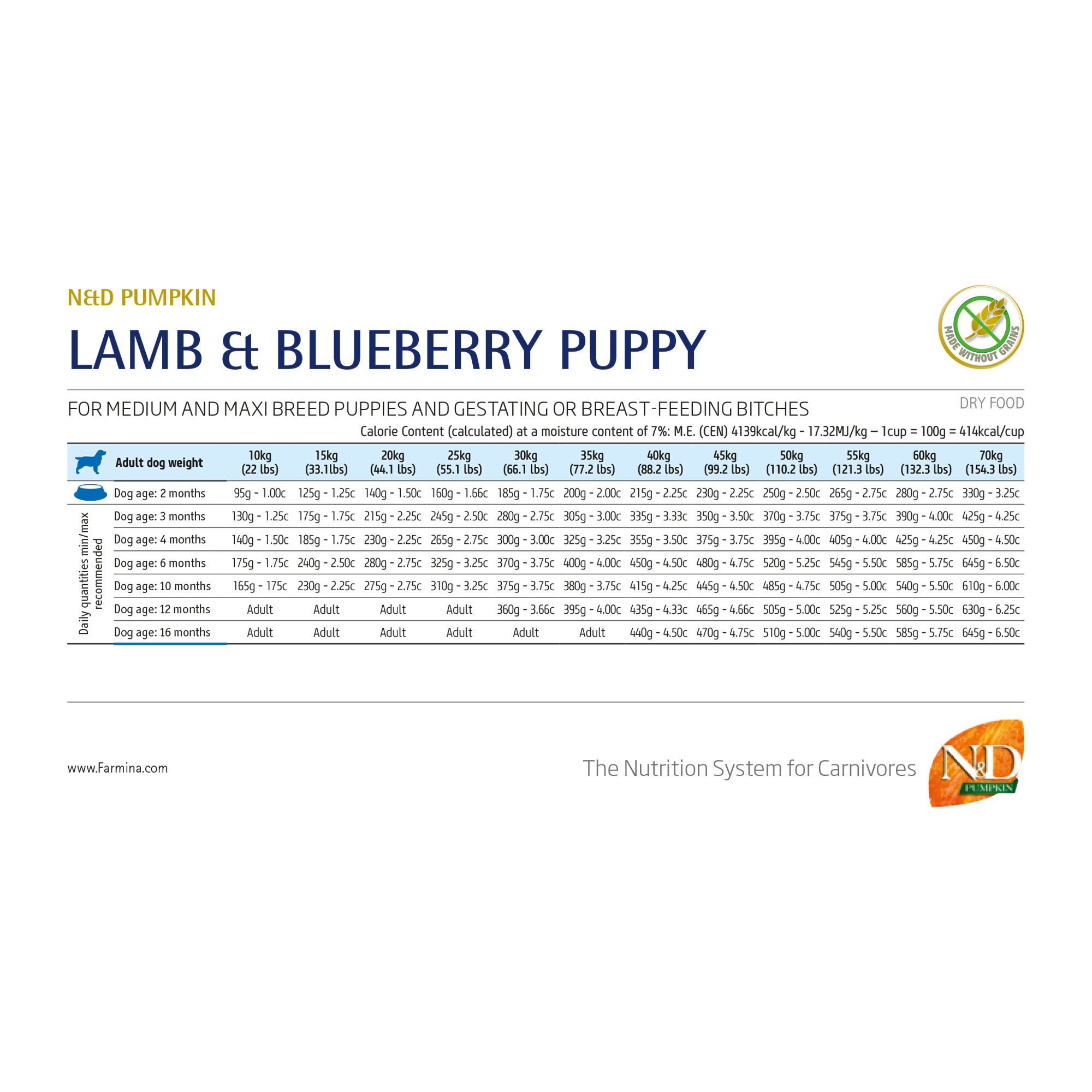 Farmina N&D Pumpkin Lam en Blauwe Bes Puppy Medium & Maxi