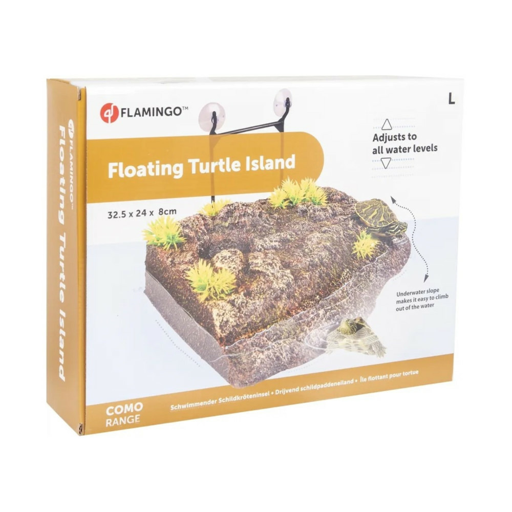 Décoration d'angle île flottante pour tortues, 32.5 cm.