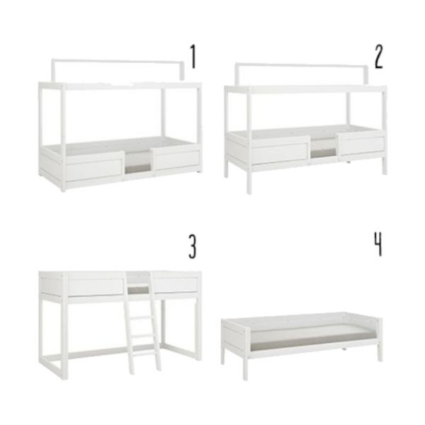 LIFETIME Kidsrooms 4 in 1 Bedcombinatie Met Dak Wit Gelakt