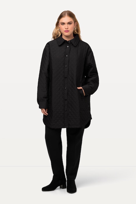 Stepp-Overshirt, Druckknöpfe, Hemdkragen, Langarm