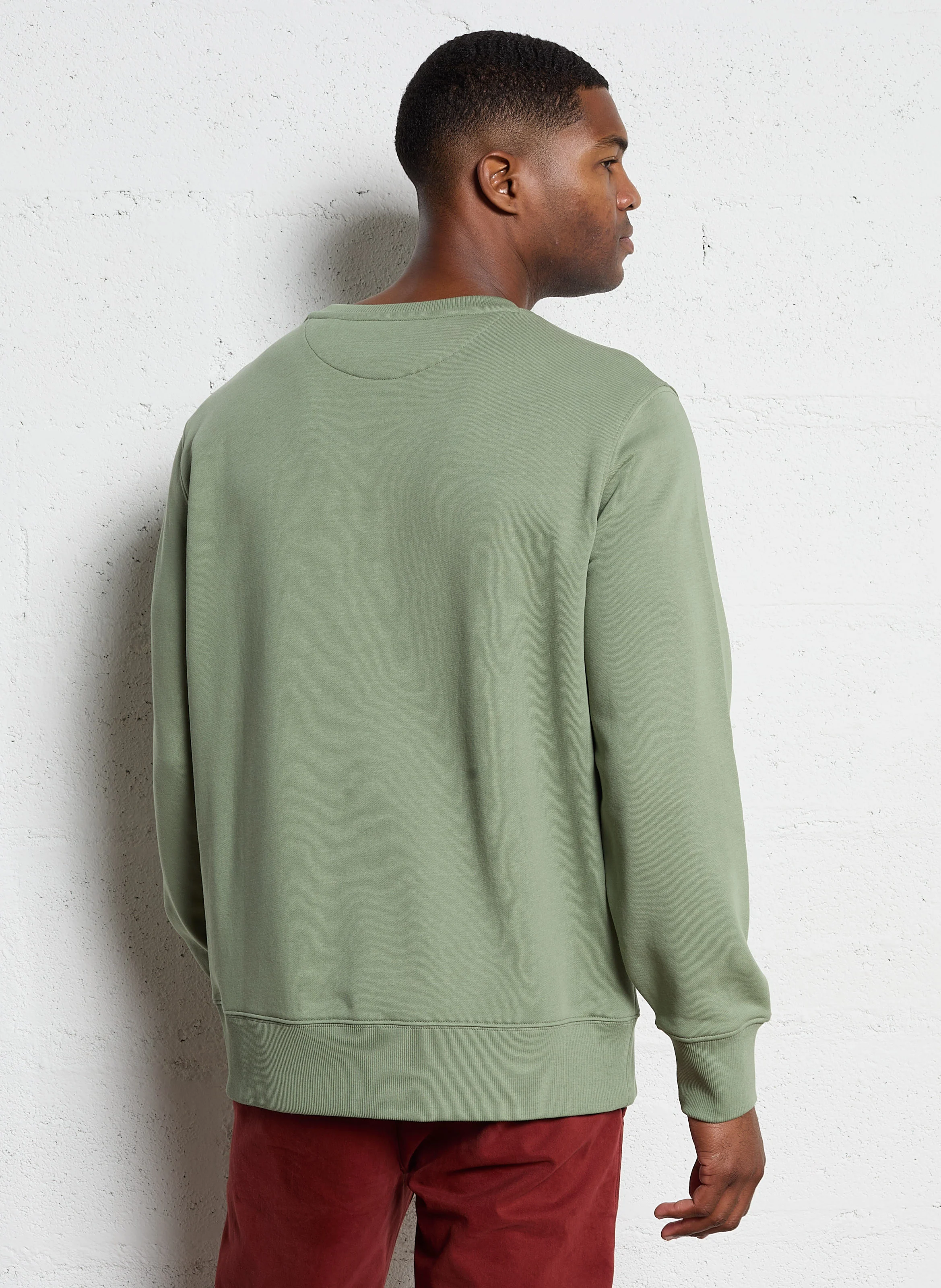 Sweatshirt col rond en coton mélangé| Vert