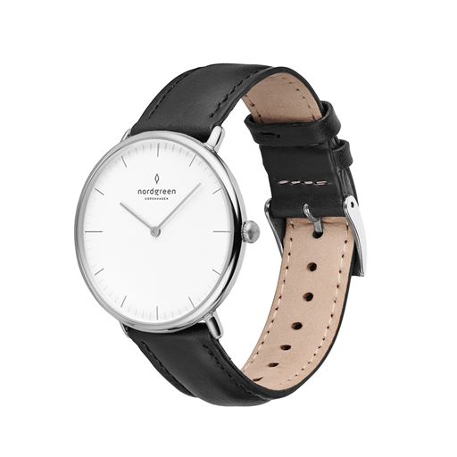 Nordgreen Native NR40SILEBLXX Herreur, Stål/Sort, 40 mm