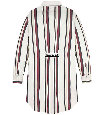 Tommy Hilfiger Skjortekjole - Global Stripe - Ivory/Rød White