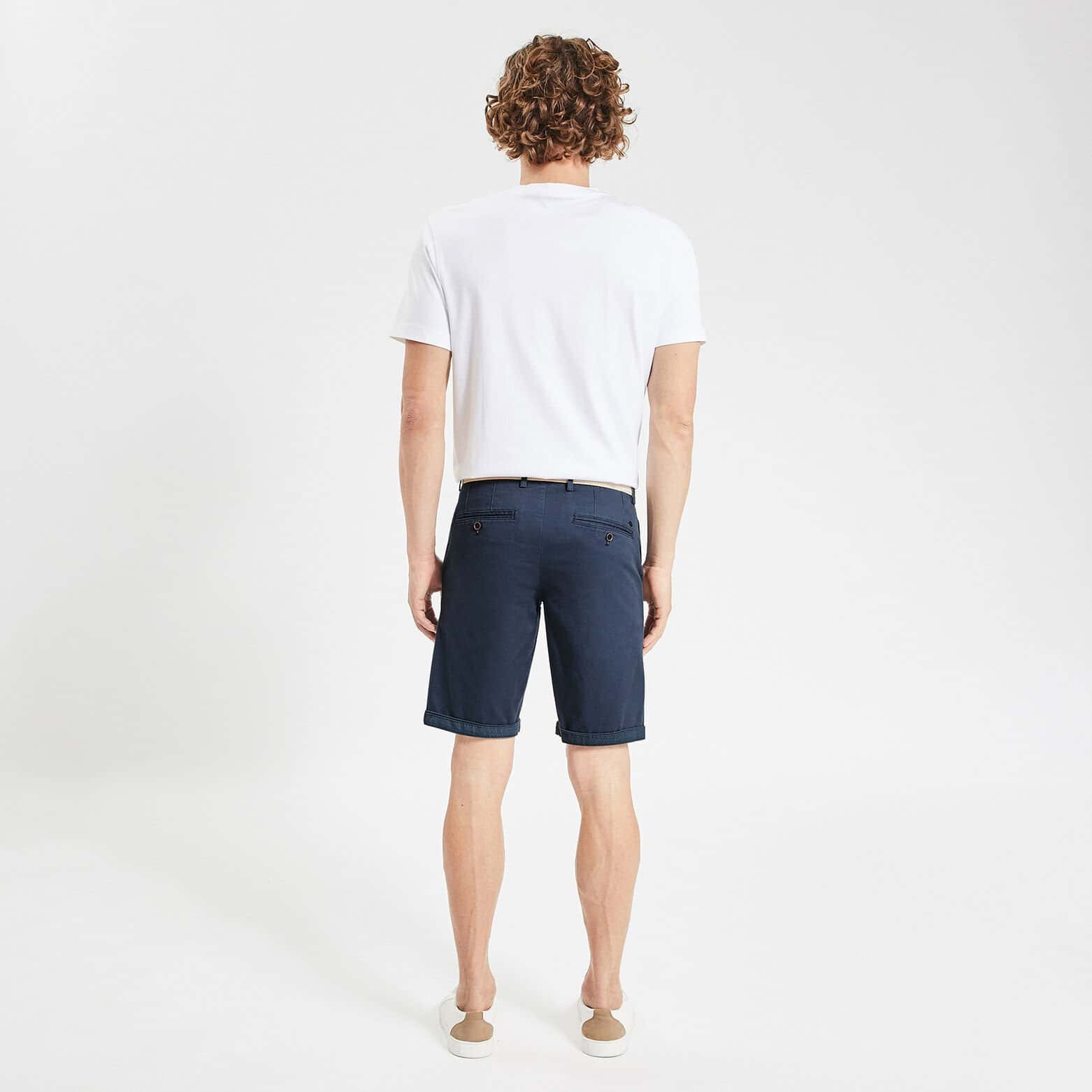 Bermuda chino uni avec ceinture Bleu foncé